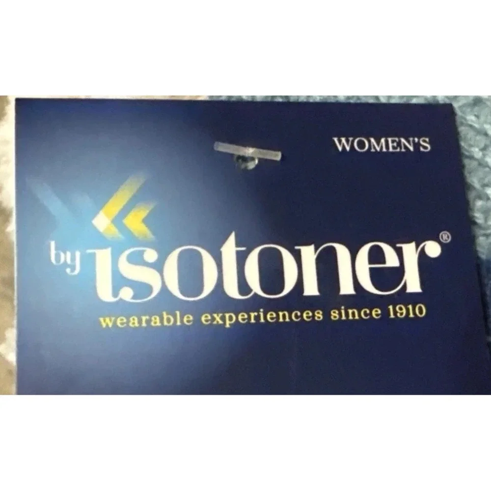 ISOTONER WOMENS KNIT WINTER GLOVES MITTENS ONE SIZE BLUE WITE LINED NEW - Picture 3 of 5
